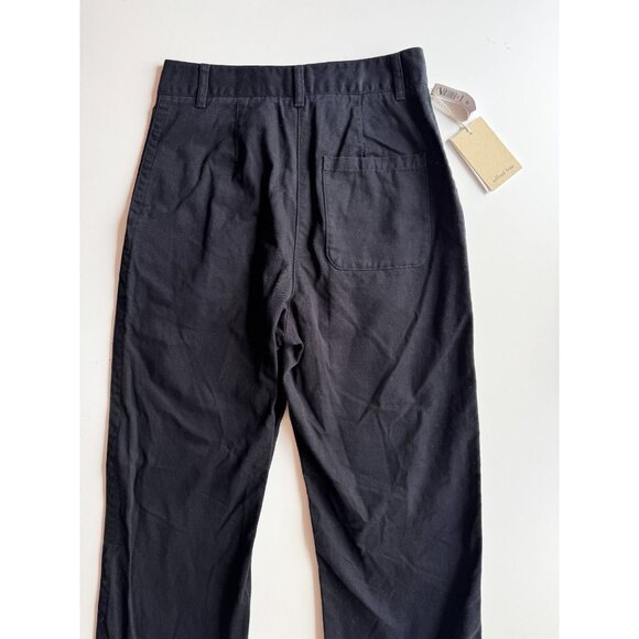 NWT Aritzia WILFRED FREE Latitude GD Black Cotton Twill Pleated Pants, Size 4 - Picture 4 of 11